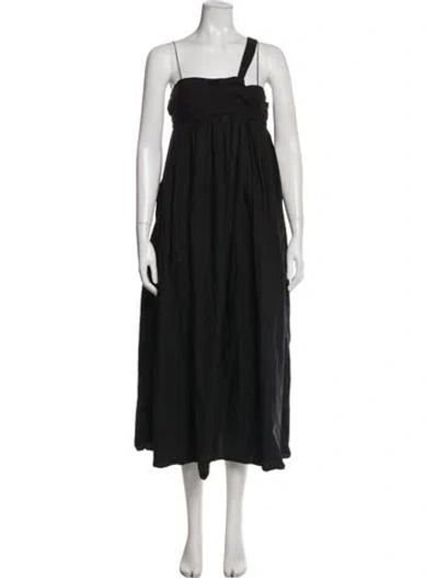 Pre-owned Cecilie Bahnsen Square Neckline Midi Length Dress In Black