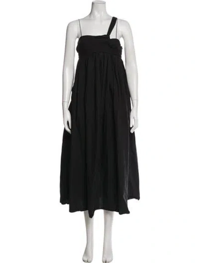 Pre-owned Cecilie Bahnsen Square Neckline Midi Length Dress In Black