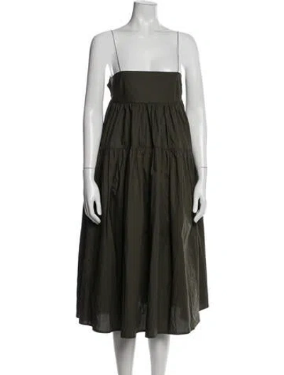 Pre-owned Cecilie Bahnsen Square Neckline Midi Length Dress In Black