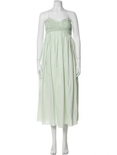 Pre-owned Cecilie Bahnsen Square Neckline Midi Length Dress In Green