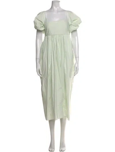 Pre-owned Cecilie Bahnsen Square Neckline Midi Length Dress In Green