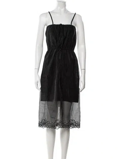Pre-owned Cecilie Bahnsen Square Neckline Midi Length Dress W/ Tags In Black