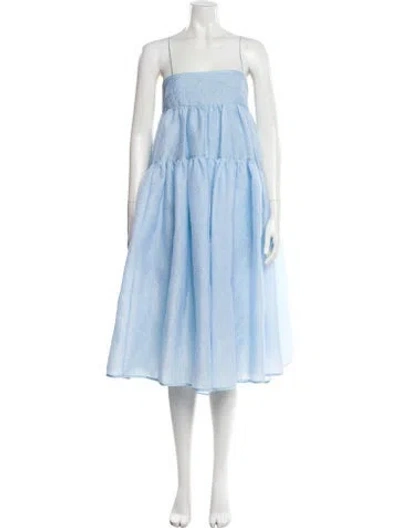 Pre-owned Cecilie Bahnsen Square Neckline Midi Length Dress W/ Tags In Blue