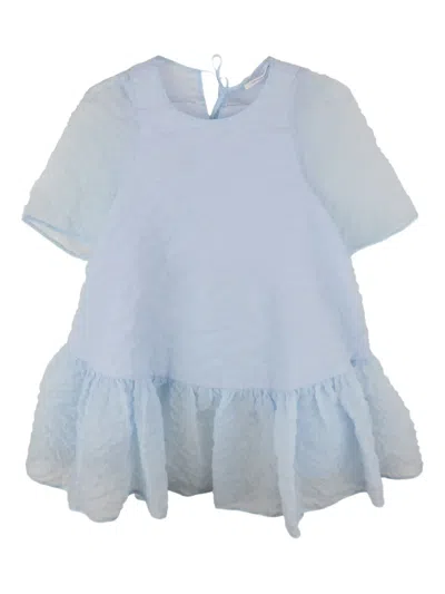 Cecilie Bahnsen Susi Ruffled-hem Blouse In Blue