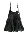 Cecilie Bahnsen Cristina Ruffled Tie-strap Mini Dress In Black