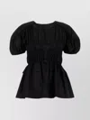 Cecilie Bahnsen Tech Fabric Brooklyn Top With Button Detail In Black