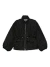 Cecilie Bahnsen Textured Balloon-sleeve Jacket In Black