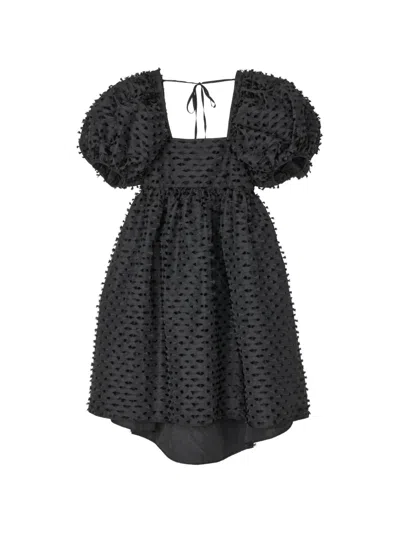 Cecilie Bahnsen Tilde Fiamma Fil-coupé A.line Mini Dress In Black