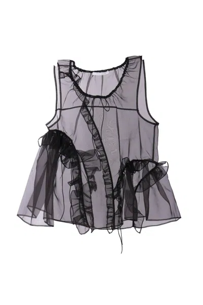 Cecilie Bahnsen Orsalina Ruffled Silk-organza Top In Black