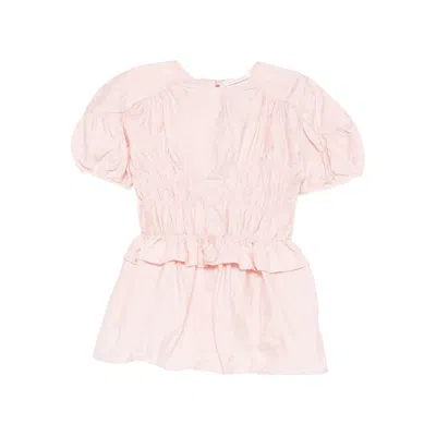 Cecilie Bahnsen Puff-sleeve Ruffled Top In Pink