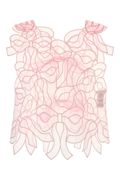 Cecilie Bahnsen Organza Top Bow Detail Sheer Layering In Pink