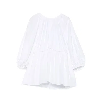 Cecilie Bahnsen Gathered-waist Puff-sleeve Top In White