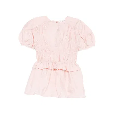 Cecilie Bahnsen Puff-sleeve Ruffled Top In Pink