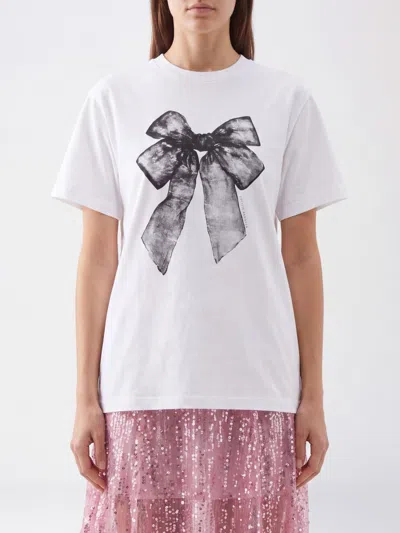 Cecilie Bahnsen Relaxed-fit Jersey T-shirt With Iconic Bow Print In White