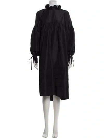 Pre-owned Cecilie Bahnsen Turtleneck Midi Length Dress In Black