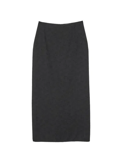 Cecilie Bahnsen Cbuka Cotton-blend Matelassé Midi Skirt In Black
