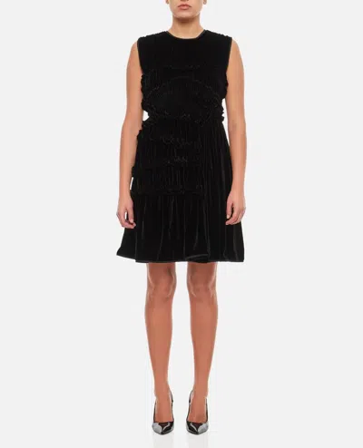 Cecilie Bahnsen Uki Ruffled-trim Velvet Dress In Black