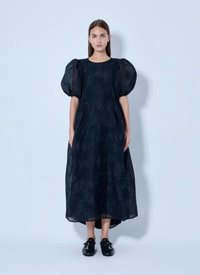 Cecilie Bahnsen Ulani Puff-sleeve Midi Dress In Black