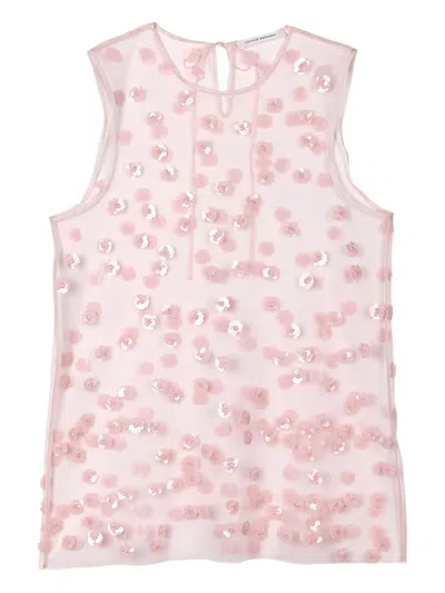 Cecilie Bahnsen Utania Sequin Blossom Tulle Top In Multi