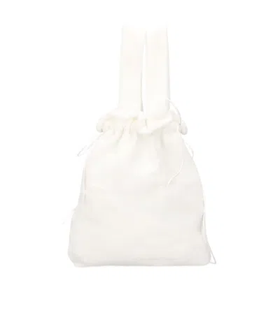Cecilie Bahnsen Ute Knit Drawstring Bag In White