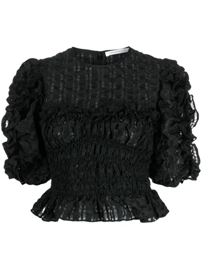 Cecilie Bahnsen Vanessa Puff-sleeve Top In Black