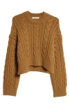 Cecilie Bahnsen Vibeke Fisherman Knit Merino Wool Sweater In Light Brown