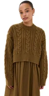 CECILIE BAHNSEN VIBEKE JUMPER FISHERMAN KNIT LIGHT BROWN SWEATER LIGHT BROWN