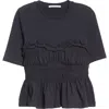 Cecilie Bahnsen Vilde Shirred Peplum T-shirt In Black