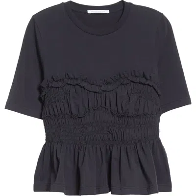 Cecilie Bahnsen Vilde Shirred Peplum T-shirt In Black