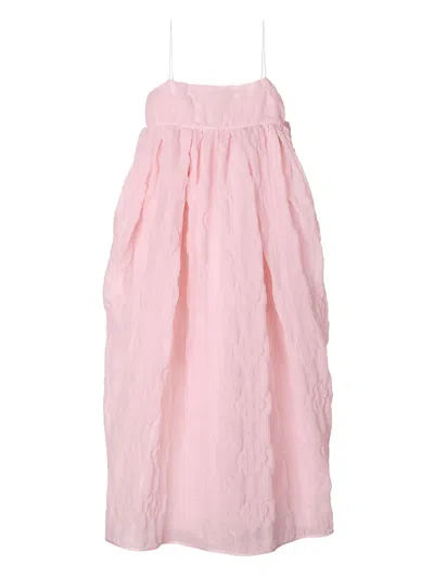 Cecilie Bahnsen Vilma Matelassé Bow Dress In Pink