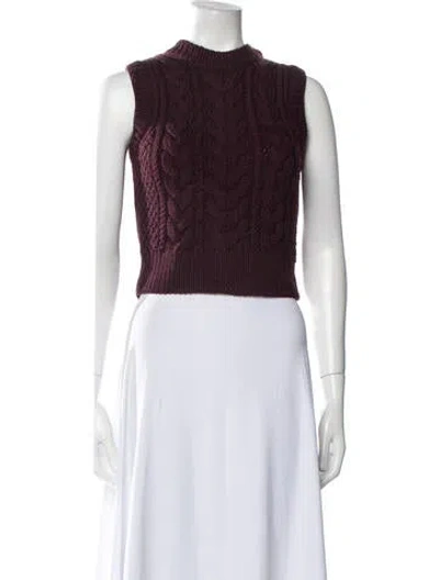 Pre-owned Cecilie Bahnsen Virgin Wool Crew Neck Sweater W/ Tags In Burgundy