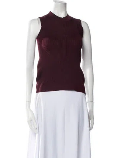 Pre-owned Cecilie Bahnsen Virgin Wool Crew Neck Sweater W/ Tags In Burgundy