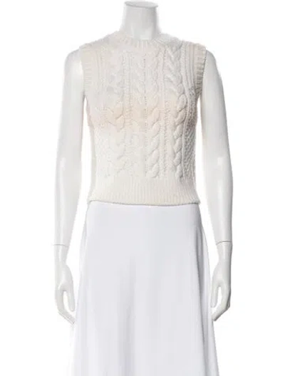 Pre-owned Cecilie Bahnsen Virgin Wool Crew Neck Sweater In White