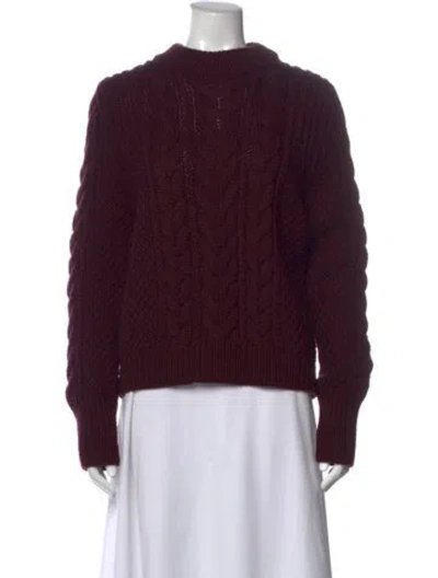 Pre-owned Cecilie Bahnsen Virgin Wool Mock Neck Sweater W/ Tags In Burgundy