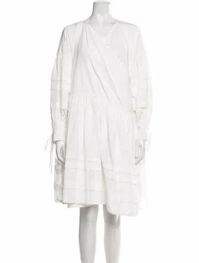 Pre-owned Cecilie Bahnsen V-neck Knee-length Dress W/ Tags In White