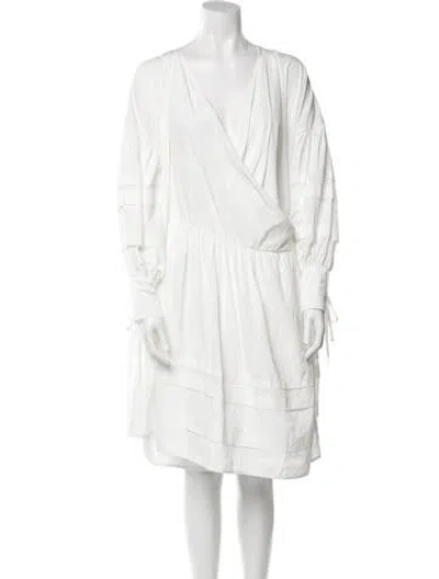 Pre-owned Cecilie Bahnsen V-neck Knee-length Dress In White