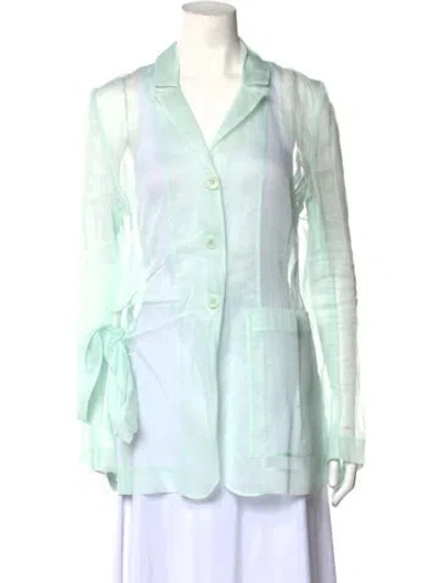 Pre-owned Cecilie Bahnsen V-neck Long Sleeve Tunic In Green