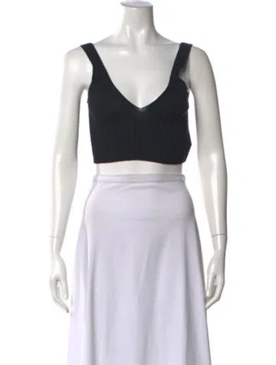 Pre-owned Cecilie Bahnsen V-neck Sleeveless Crop Top In Black/white