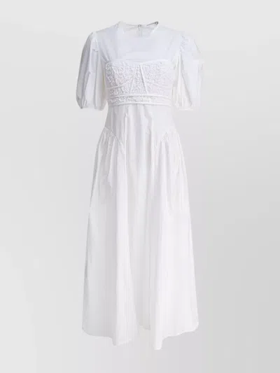 Cecilie Bahnsen Waist Fitted Gathered Skirt Puff Sleeves Textured Bodice