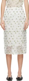 Cecilie Bahnsen White Allegra Midi Skirt In Clear / Olive