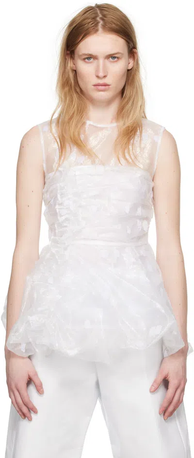 Cecilie Bahnsen White Gianna Top In Clear / White