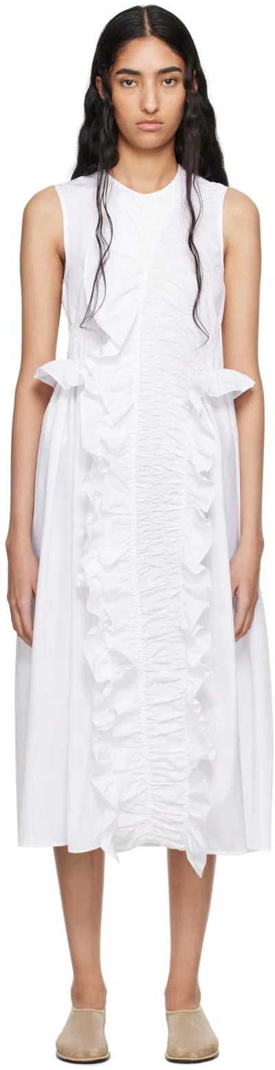 CECILIE BAHNSEN WHITE OLE MIDI DRESS