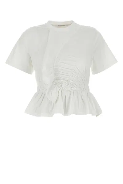 CECILIE BAHNSEN WHITE STRETCH COTTON ACE TOP