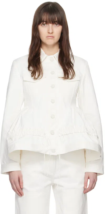 Cecilie Bahnsen Ulanda Peplum Denim Jacket In White