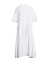 Cecilie Bahnsen Woman Midi Dress White Size 6 Cotton In White