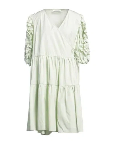 Cecilie Bahnsen Vermont Cotton 3/4 Sleeve Mini Dress In Green