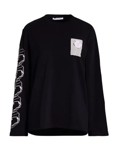 Cecilie Bahnsen Woman T-shirt Black Size 4 Organic Cotton, Elastane, Silk, Cotton, Polyester