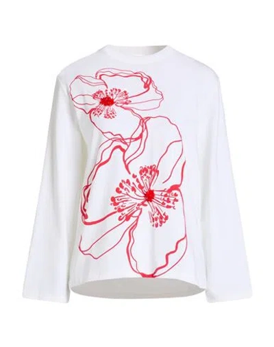 Cecilie Bahnsen Woman T-shirt White Size 4 Organic Cotton, Elastane, Silk, Cotton, Polyester In Multi