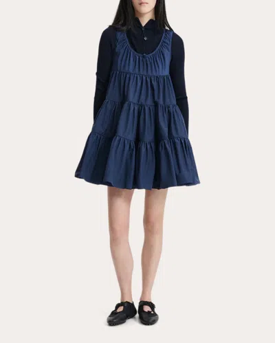 Cecilie Bahnsen Women's Aino Ripstop Tiered Mini Dress In Blue