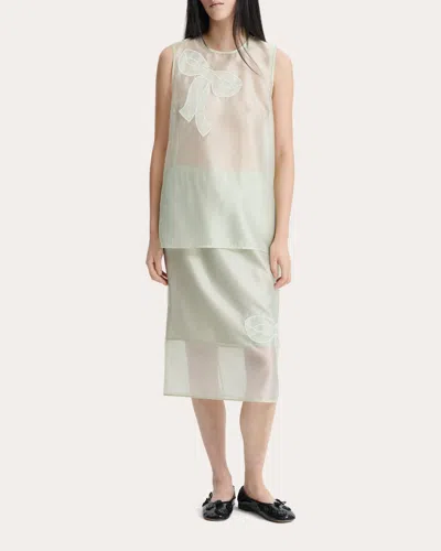 Cecilie Bahnsen Alba Organza Top In Green